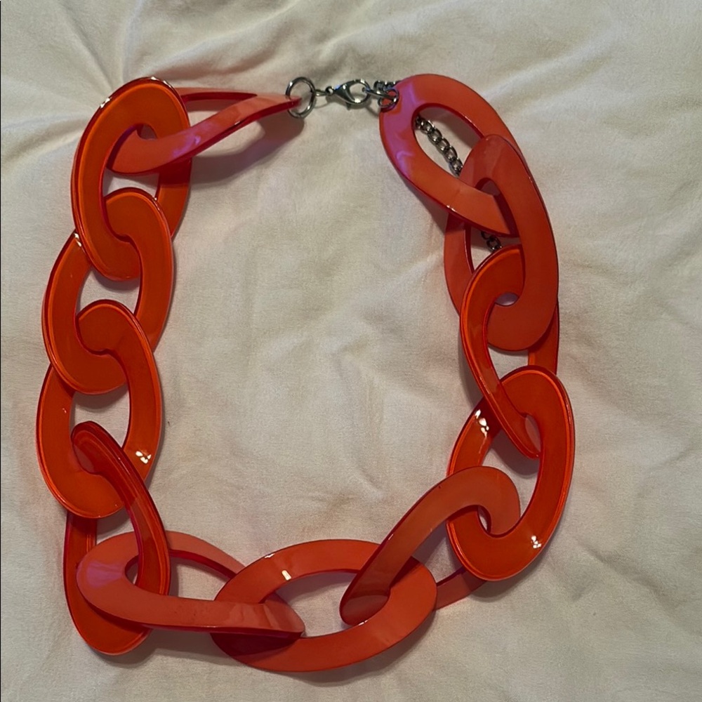 Red Chunky Link Necklace - Women Jewelry